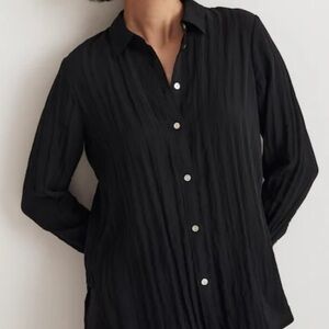 Madewell Crinkled Button-Up Shirt Black Size Small